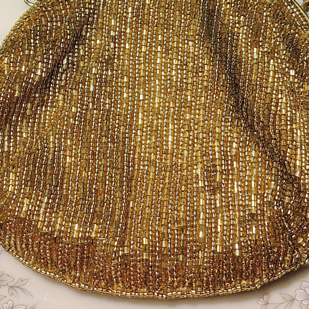 Gold Satin Evening Wristlet Clutch - Picture 5 of 8